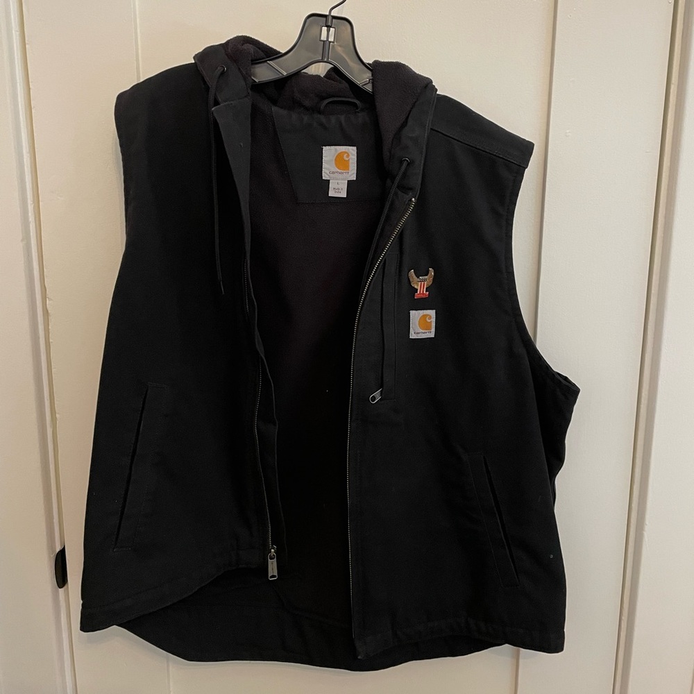 CARHARTT  RELAXED FIT WASHED DUCK FLEECE-LINED HOODED VEST